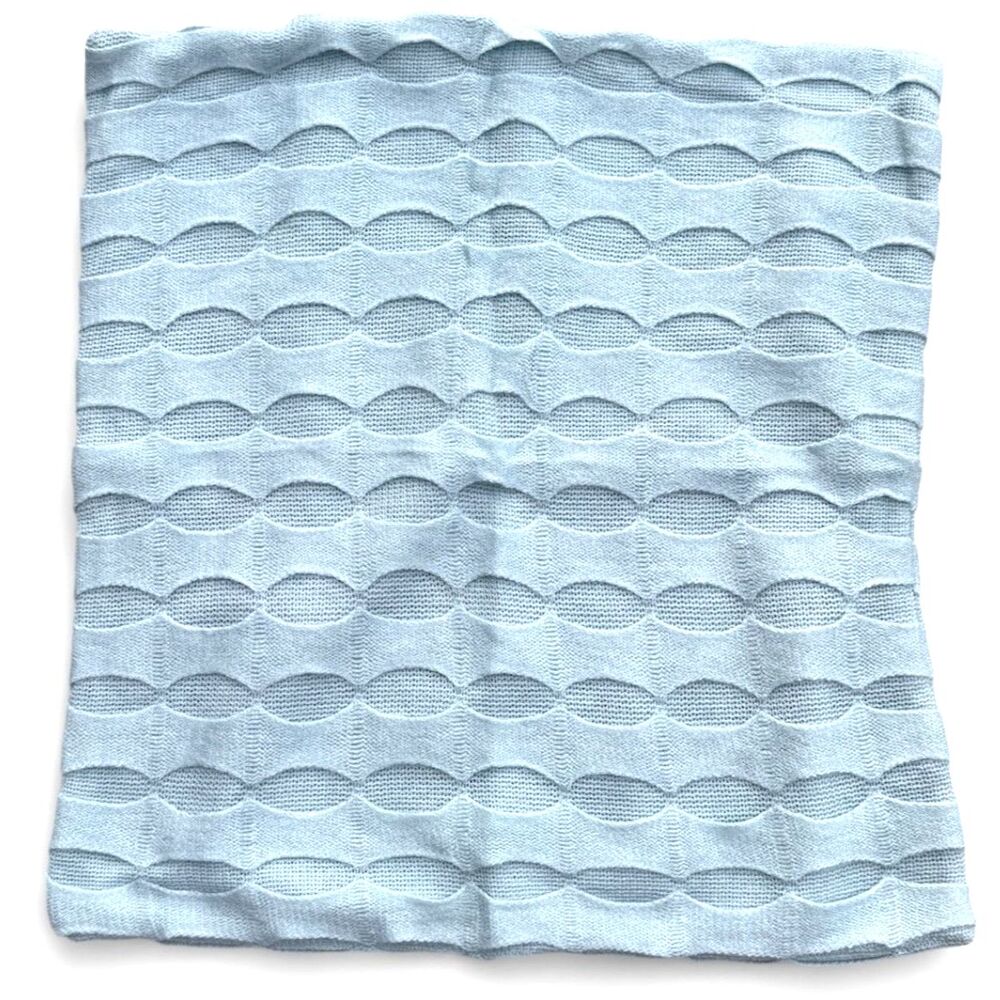 West Elm Turquoise Ribbon Knitted Acrylic Cotton Zip Close Pillow Cover 20"